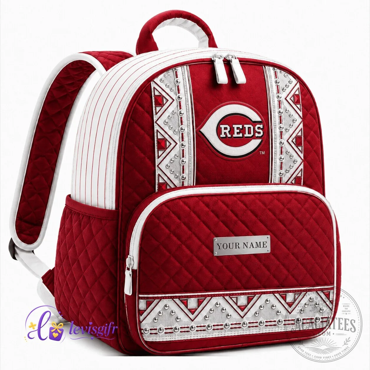 Cincinnati Reds Baseball Team Quilted Backpack Personalized Gift For Fans